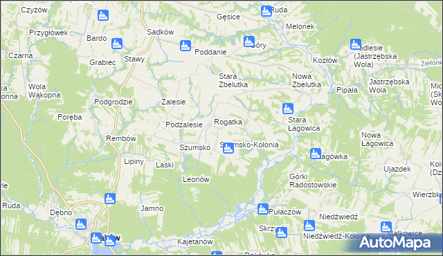 mapa Radostów gmina Raków, Radostów gmina Raków na mapie Targeo