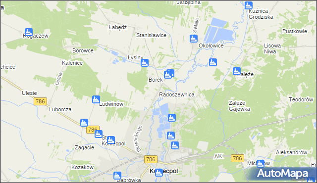 mapa Radoszewnica, Radoszewnica na mapie Targeo