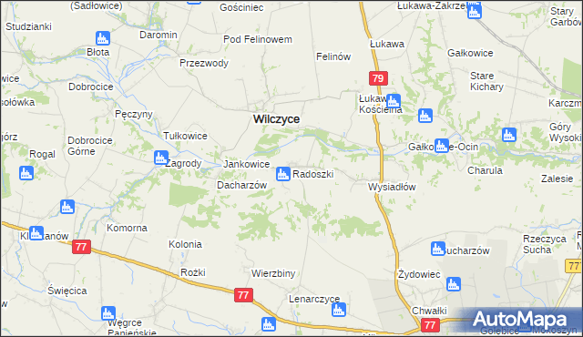 mapa Radoszki gmina Wilczyce, Radoszki gmina Wilczyce na mapie Targeo