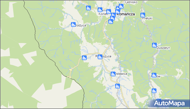 mapa Radoszyce gmina Komańcza, Radoszyce gmina Komańcza na mapie Targeo