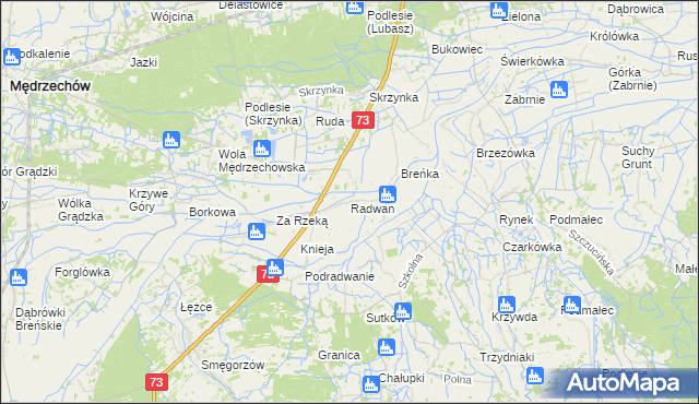 mapa Radwan gmina Szczucin, Radwan gmina Szczucin na mapie Targeo