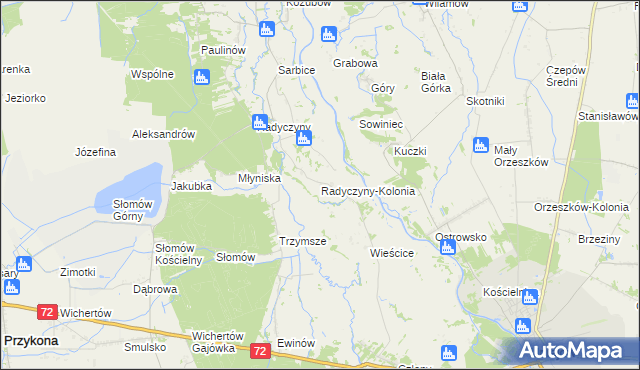 mapa Radyczyny-Kolonia, Radyczyny-Kolonia na mapie Targeo