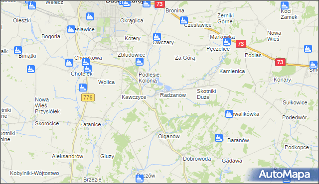 mapa Radzanów gmina Busko-Zdrój, Radzanów gmina Busko-Zdrój na mapie Targeo