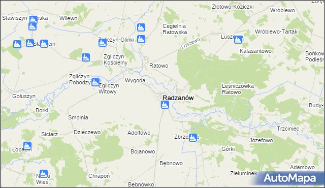 mapa Radzanów powiat mławski, Radzanów powiat mławski na mapie Targeo