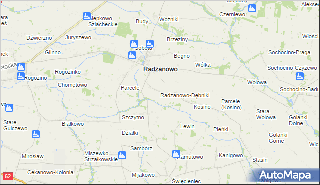 mapa Radzanowo-Dębniki, Radzanowo-Dębniki na mapie Targeo