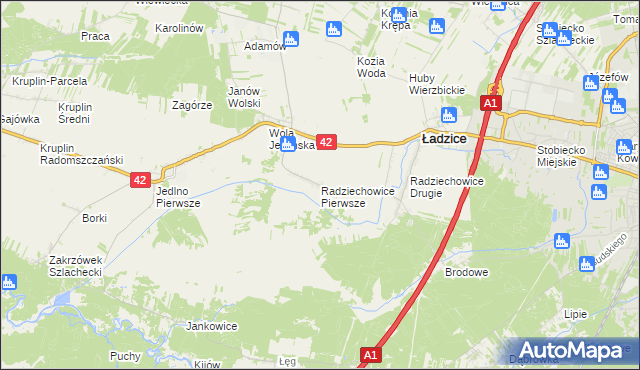 mapa Radziechowice Pierwsze, Radziechowice Pierwsze na mapie Targeo