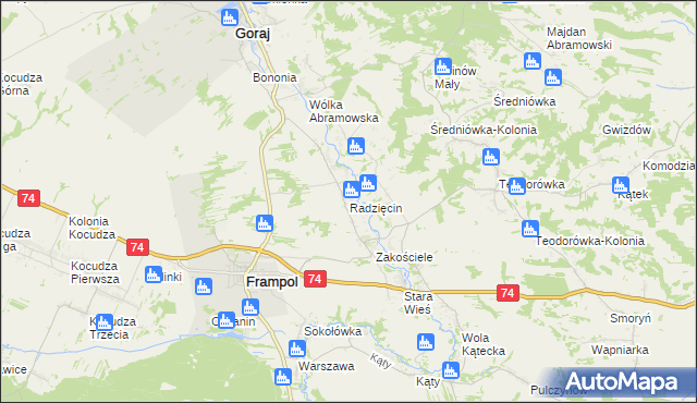 mapa Radzięcin, Radzięcin na mapie Targeo