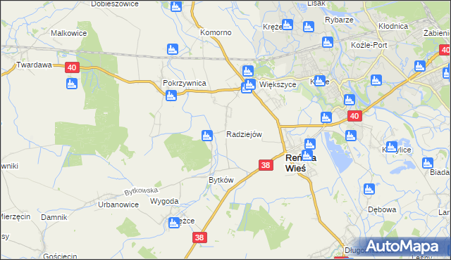 mapa Radziejów gmina Reńska Wieś, Radziejów gmina Reńska Wieś na mapie Targeo