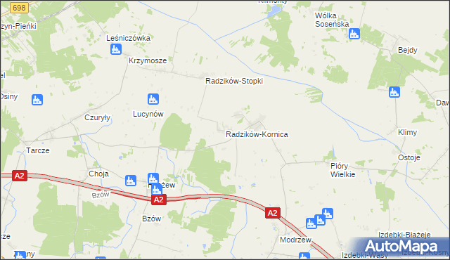 mapa Radzików-Kornica, Radzików-Kornica na mapie Targeo