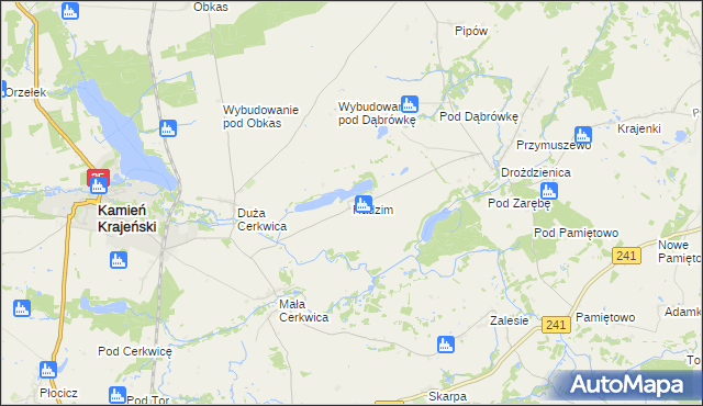 mapa Radzim gmina Kamień Krajeński, Radzim gmina Kamień Krajeński na mapie Targeo