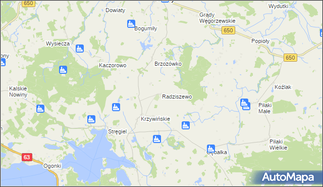 mapa Radziszewo gmina Pozezdrze, Radziszewo gmina Pozezdrze na mapie Targeo