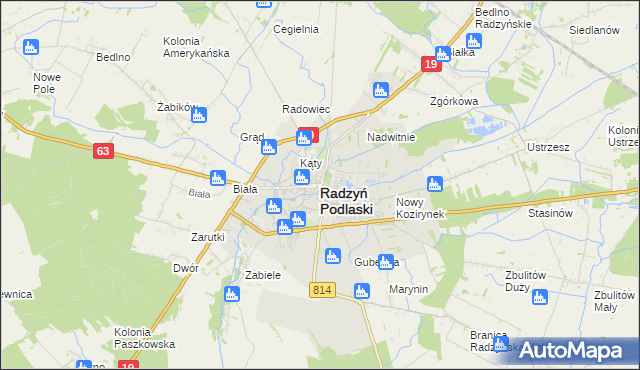 mapa Radzyń Podlaski, Radzyń Podlaski na mapie Targeo