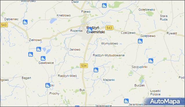 mapa Radzyń-Wybudowanie, Radzyń-Wybudowanie na mapie Targeo