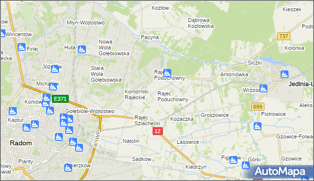 mapa Rajec Poduchowny, Rajec Poduchowny na mapie Targeo