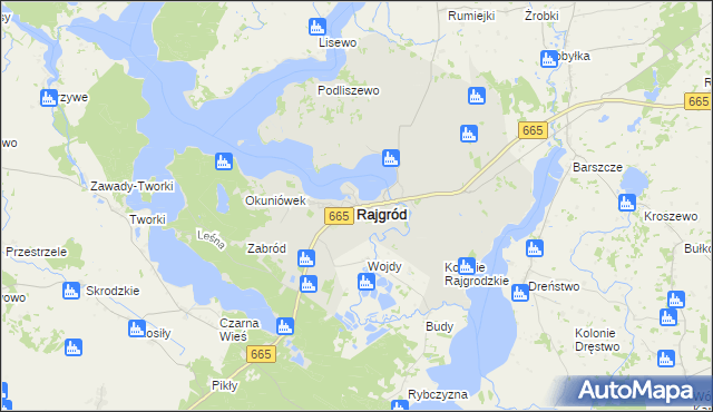 mapa Rajgród powiat grajewski, Rajgród powiat grajewski na mapie Targeo