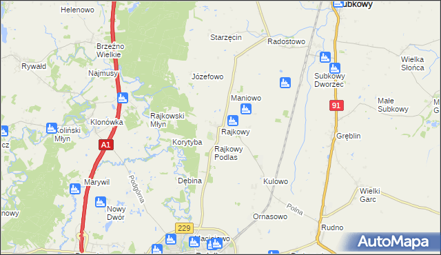 mapa Rajkowy, Rajkowy na mapie Targeo