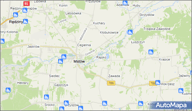 mapa Rajsko gmina Mstów, Rajsko gmina Mstów na mapie Targeo