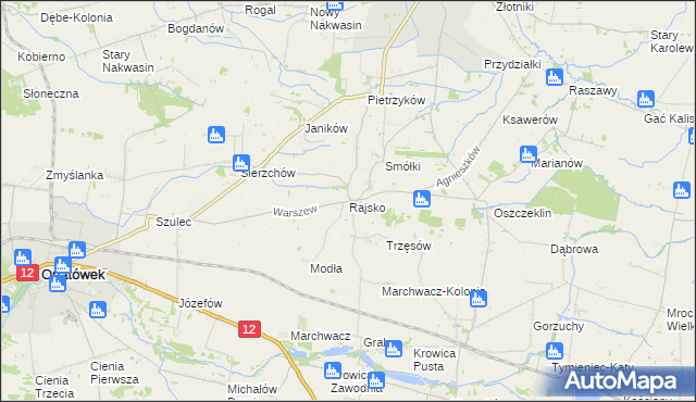 mapa Rajsko gmina Opatówek, Rajsko gmina Opatówek na mapie Targeo