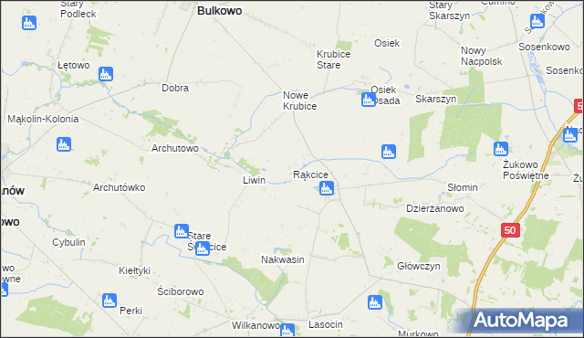 mapa Rąkcice, Rąkcice na mapie Targeo