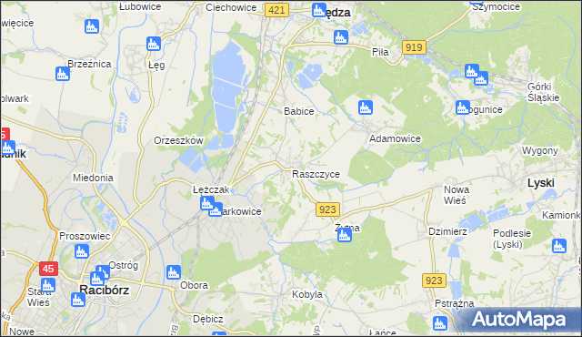 mapa Raszczyce, Raszczyce na mapie Targeo