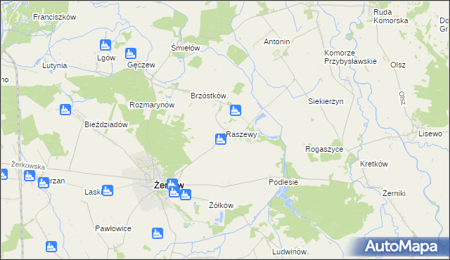mapa Raszewy gmina Żerków, Raszewy gmina Żerków na mapie Targeo