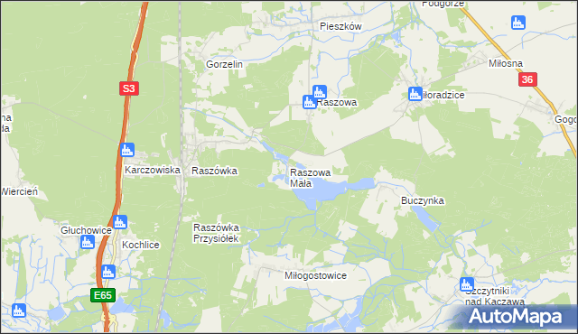 mapa Raszowa Mała, Raszowa Mała na mapie Targeo