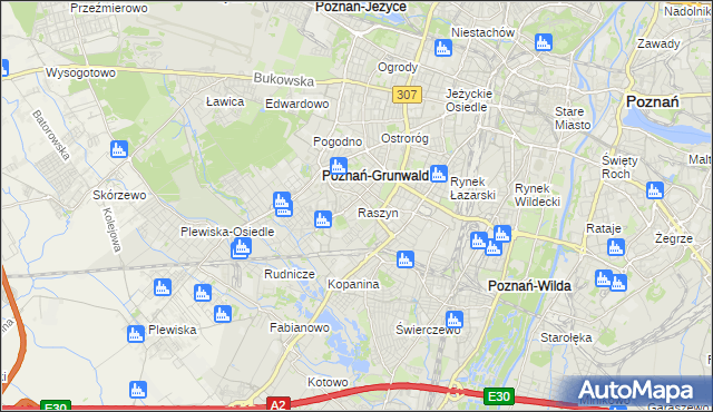 mapa Raszyn gmina Poznań, Raszyn gmina Poznań na mapie Targeo