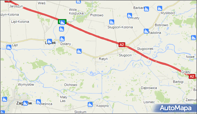 mapa Ratyń gmina Lądek, Ratyń gmina Lądek na mapie Targeo