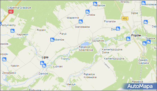 mapa Rębielice Szlacheckie, Rębielice Szlacheckie na mapie Targeo