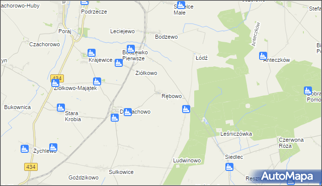 mapa Rębowo gmina Piaski, Rębowo gmina Piaski na mapie Targeo