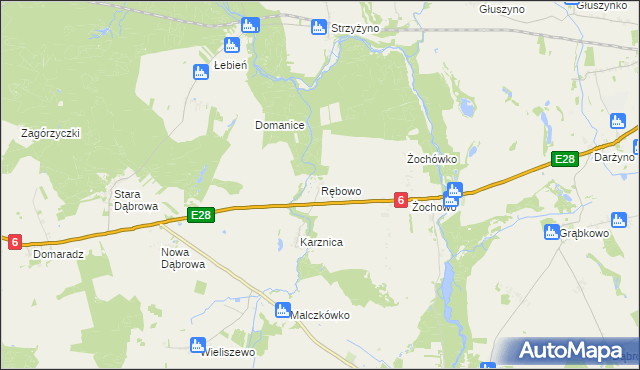 mapa Rębowo gmina Potęgowo, Rębowo gmina Potęgowo na mapie Targeo