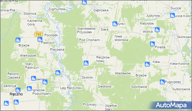 mapa Reczków Nowy, Reczków Nowy na mapie Targeo