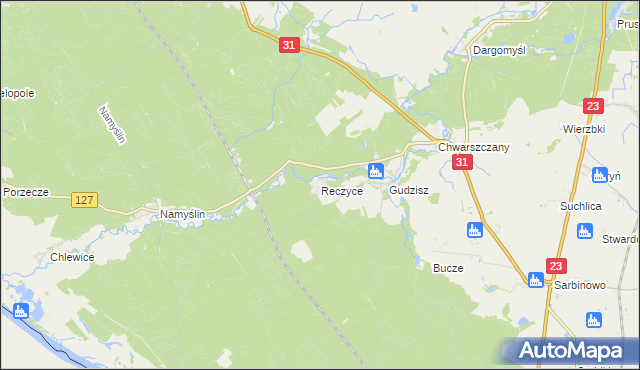mapa Reczyce gmina Boleszkowice, Reczyce gmina Boleszkowice na mapie Targeo