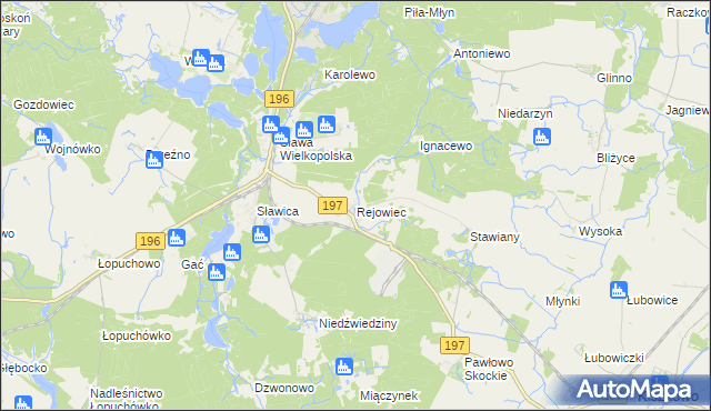 mapa Rejowiec gmina Skoki, Rejowiec gmina Skoki na mapie Targeo