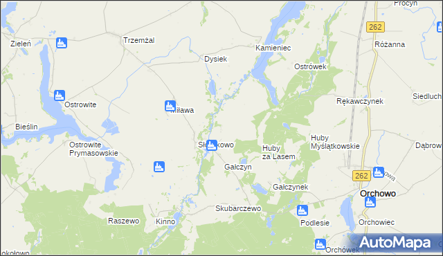 mapa Rękawczyn gmina Orchowo, Rękawczyn gmina Orchowo na mapie Targeo