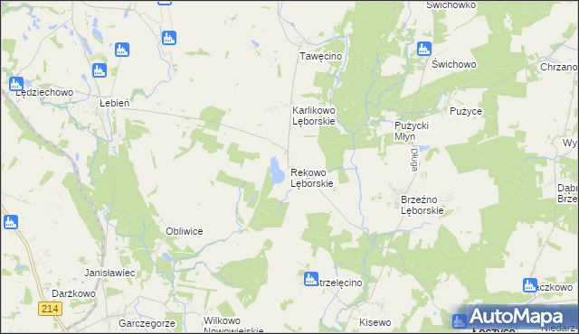 mapa Rekowo Lęborskie, Rekowo Lęborskie na mapie Targeo