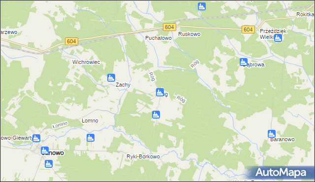 mapa Róg gmina Janowo, Róg gmina Janowo na mapie Targeo