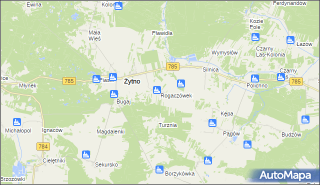 mapa Rogaczówek, Rogaczówek na mapie Targeo