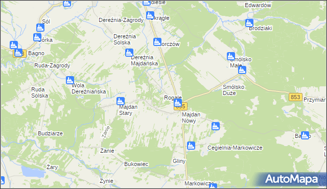 mapa Rogale gmina Księżpol, Rogale gmina Księżpol na mapie Targeo