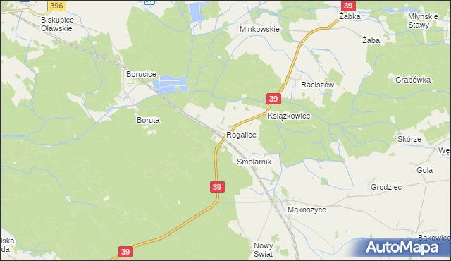 mapa Rogalice, Rogalice na mapie Targeo