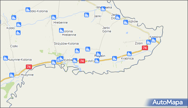 mapa Rogalin gmina Horodło, Rogalin gmina Horodło na mapie Targeo