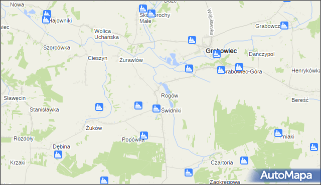 mapa Rogów gmina Grabowiec, Rogów gmina Grabowiec na mapie Targeo