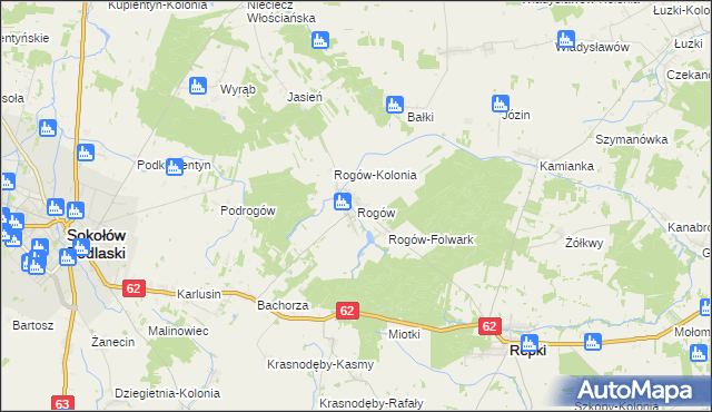 mapa Rogów gmina Repki, Rogów gmina Repki na mapie Targeo