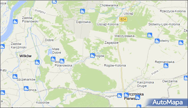 mapa Rogów gmina Wilków, Rogów gmina Wilków na mapie Targeo