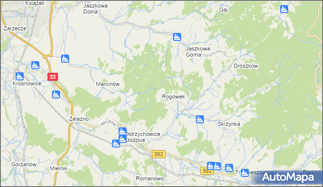 mapa Rogówek gmina Kłodzko, Rogówek gmina Kłodzko na mapie Targeo