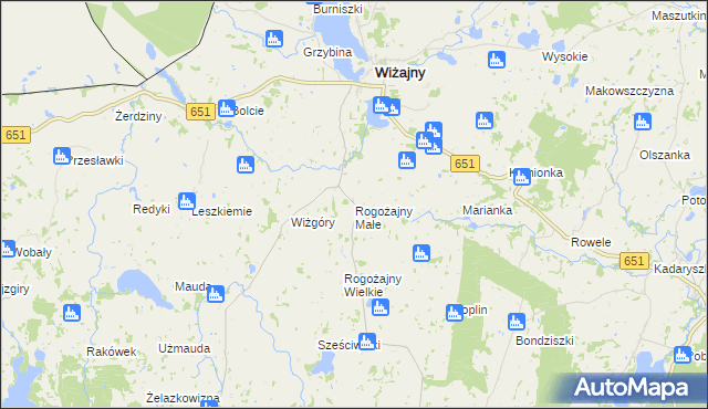 mapa Rogożajny Małe, Rogożajny Małe na mapie Targeo