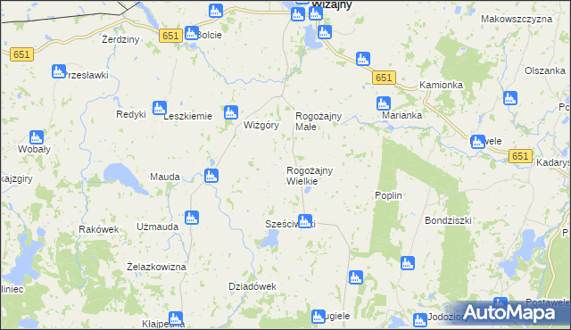 mapa Rogożajny Wielkie, Rogożajny Wielkie na mapie Targeo