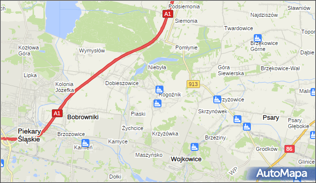 mapa Rogoźnik gmina Bobrowniki, Rogoźnik gmina Bobrowniki na mapie Targeo