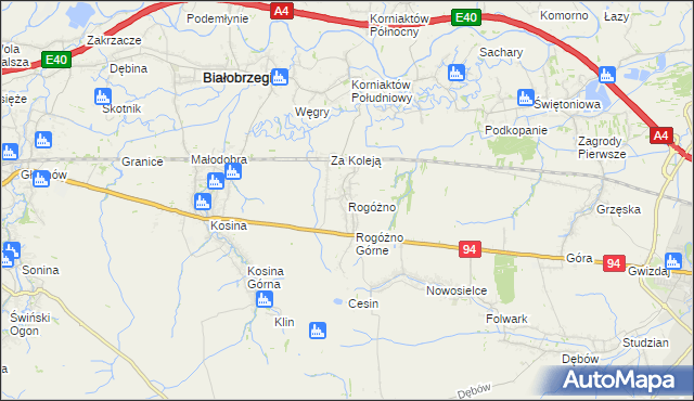 mapa Rogóżno, Rogóżno na mapie Targeo