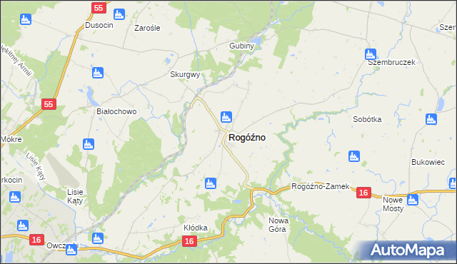 mapa Rogóźno powiat grudziądzki, Rogóźno powiat grudziądzki na mapie Targeo